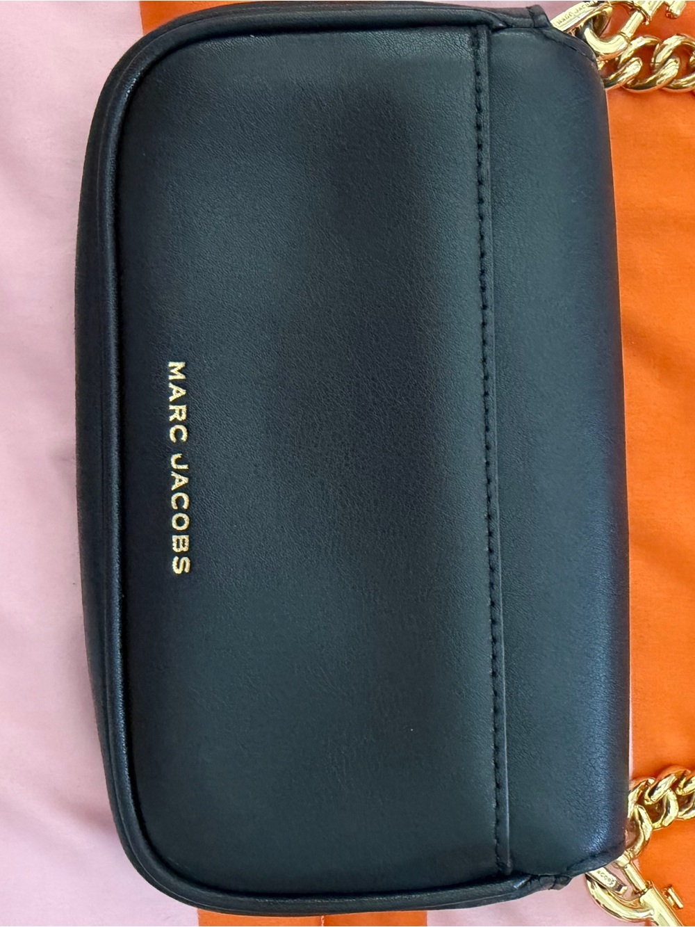 Marc Jacobs Black Leather Crossbody with Gold Chain and Canvas Strap - Picture 4 of 9